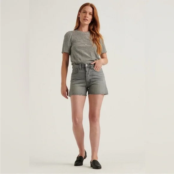 Lucky Brand Traveler High Waisted Jean Short Light Wash Gray - Picture 5 of 13